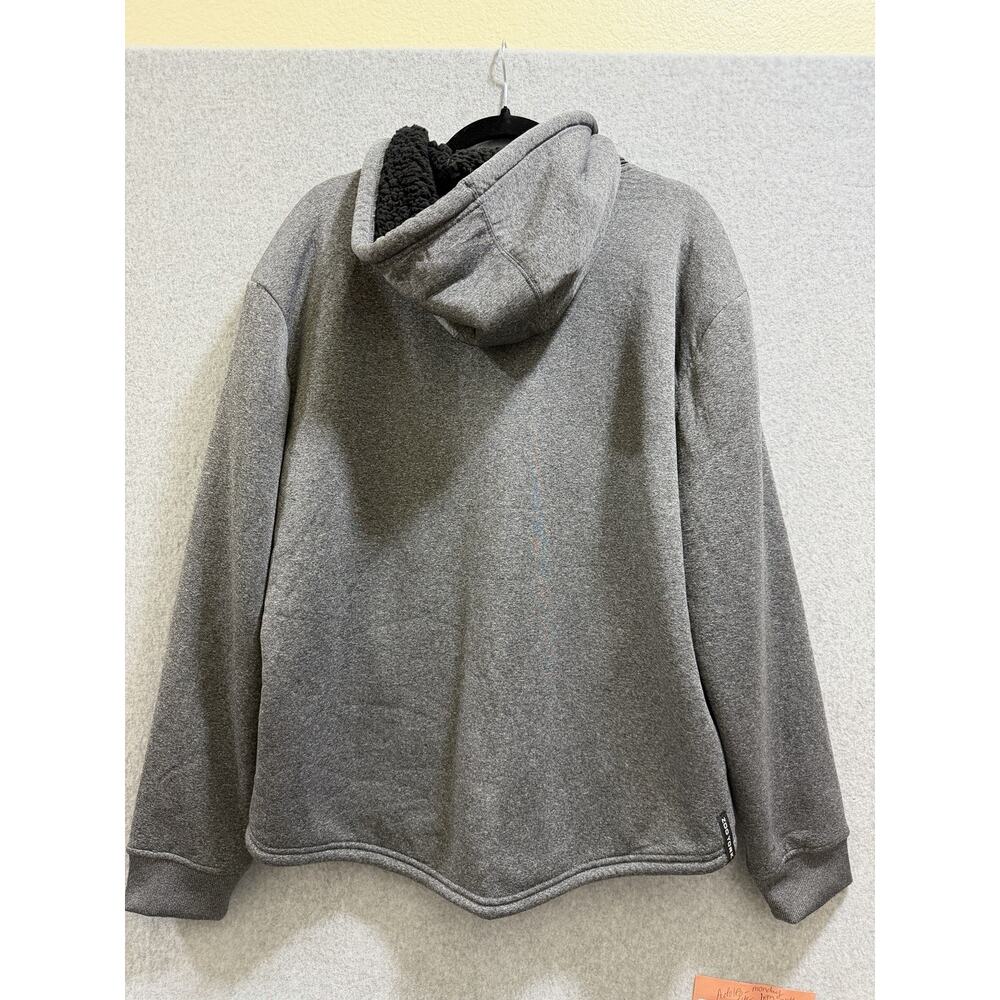 Zoo York Mens Gray Fleece Hoodie Pullover Snap Closure Pockets Logo Size L - Picture 3 of 11